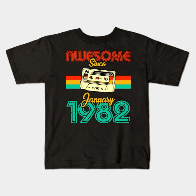 Awesome since January 1982 Kids T-Shirt by MarCreative